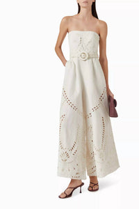 HEMANT & NANDITA Buckle Belt Runa Jumpsuit in off white - women's pants