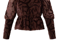 Emily McCarthy Zoe Long Puff Sleeve Top in rope - women's blouse - alternate view