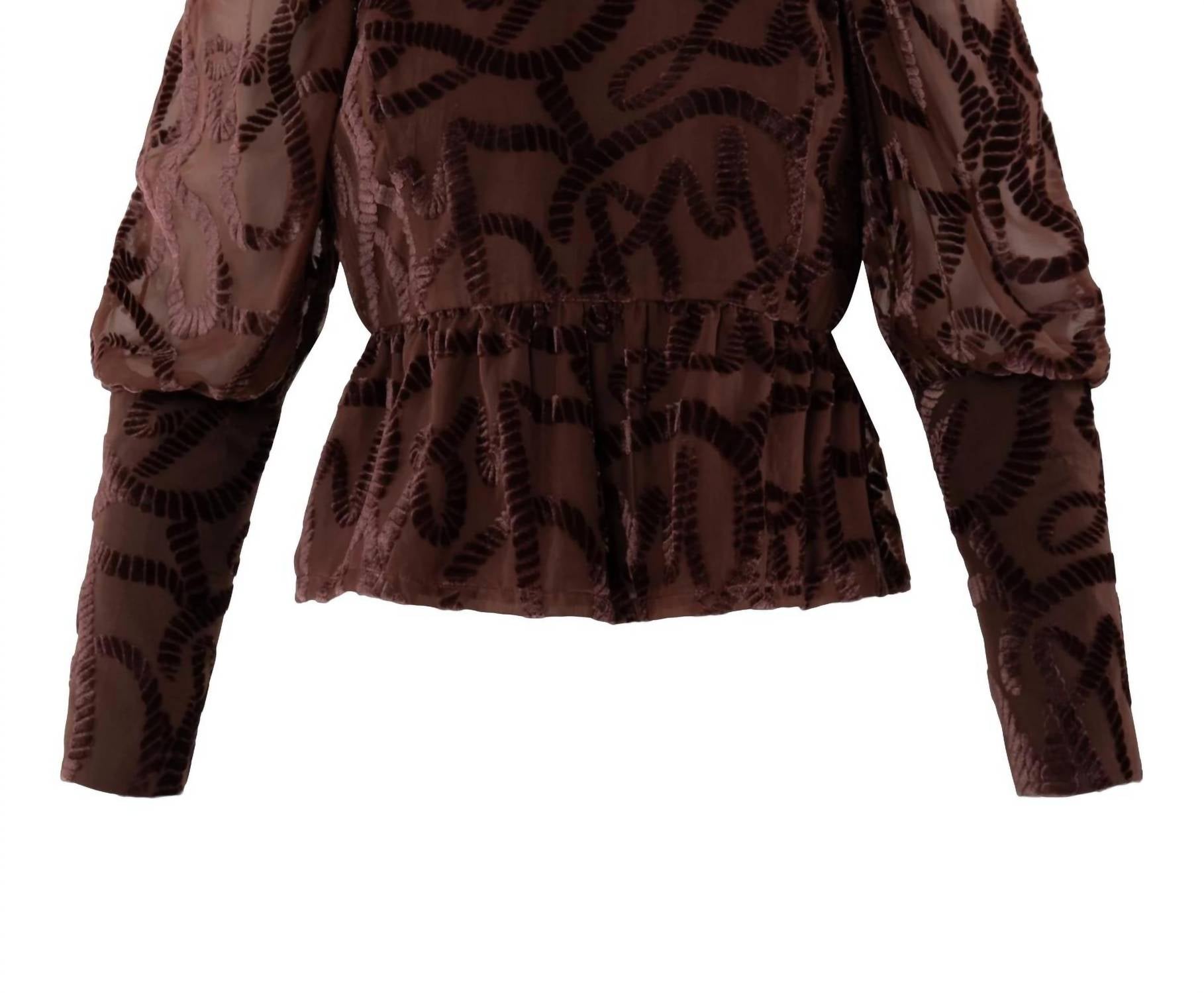 Emily McCarthy Zoe Long Puff Sleeve Top in rope - women's blouse - alternate view