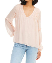 ALLISON NEW YORK Tara V-neck Blouse in blush - women's blouse - view 5