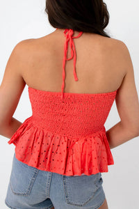 Hyfve - Citrus Crush Eyelet Halter Top