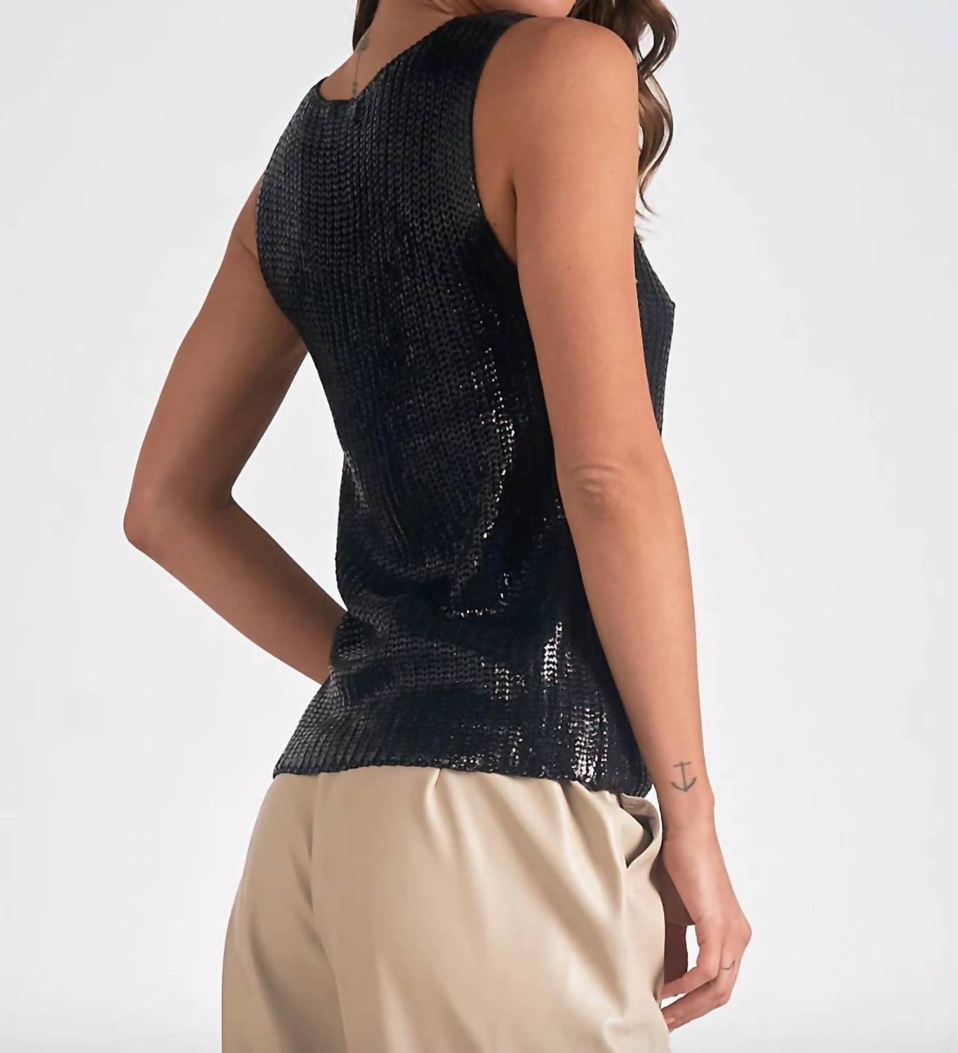 Elan - Metallic Crewneck Sweater Tank