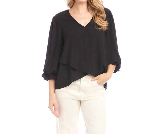 Karen Kane - Layered Sleeve Asymmetric Top