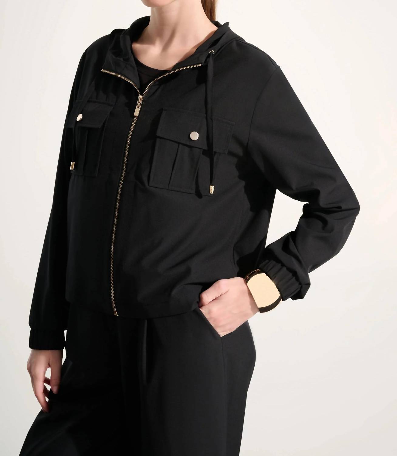 Joseph Ribkoff - Hooded Zip Up Boxy Utility Jacket