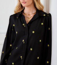 Karen Kane Long Sleeve Embroidered Ruffle Hem Dress in black - women's dress - view 4