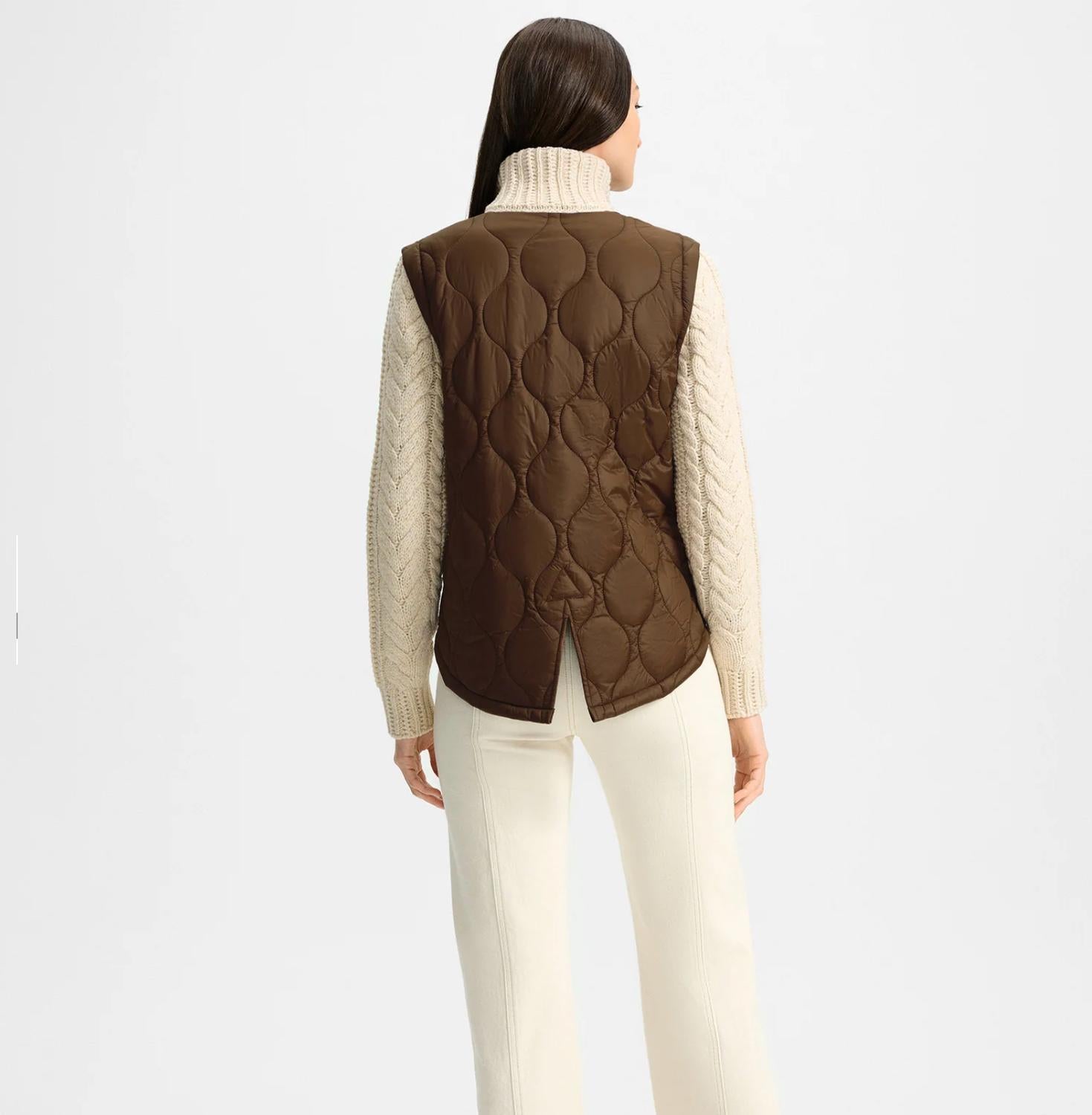 Veronica Beard PATRA MIXED MEDIA JACKET in mocha heathered sand - women's jacket - detail view
