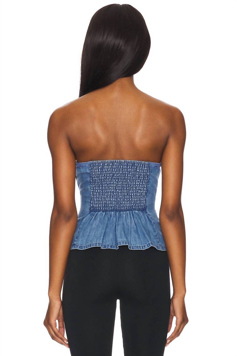 Free People Wink Tube Top in medium wash - women's tank top - view 4