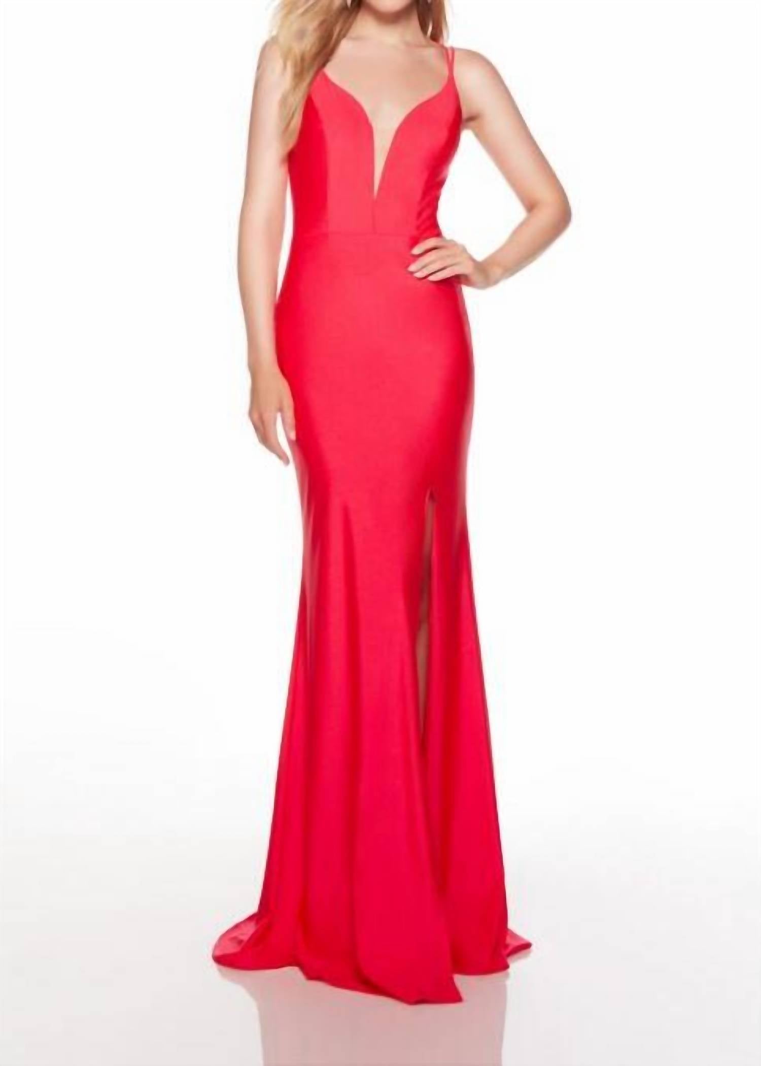 Alyce Paris - Strappy Back Plunging Neck Dress