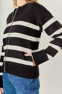 English Factory - Zip Up Striped Sweater