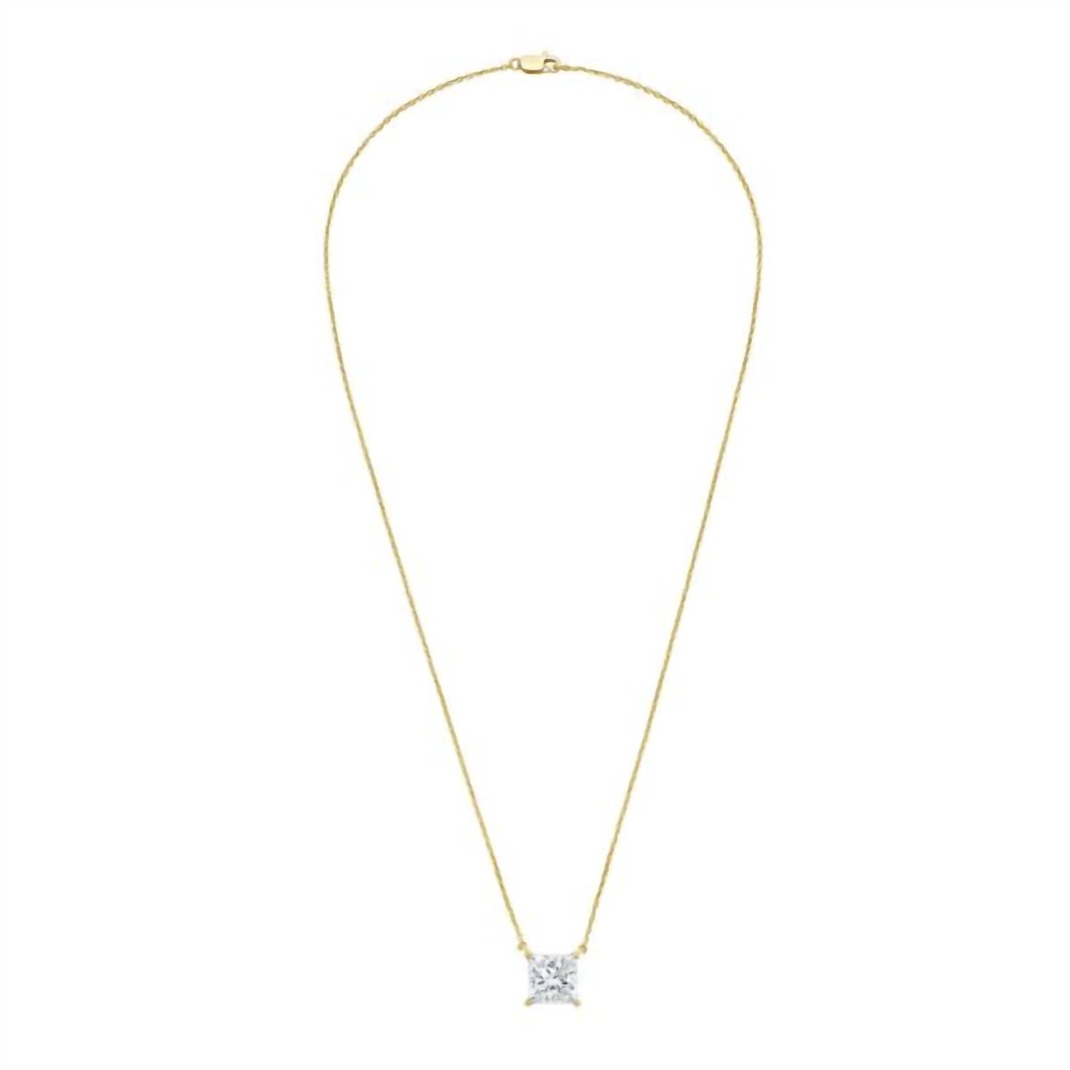Diana M Jewels - 2.00 Cts Lab Grown Princess Cut East West Diamond Pendant Necklace
