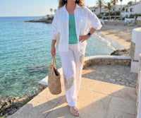 Made in Italy Amore Wide Leg Linen Pants in italy amore wide leg linen pants in white - women's pants - alternate view