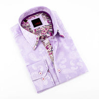 Eight X - Men's Button Down Jacquard Shirt With Paisley Trim