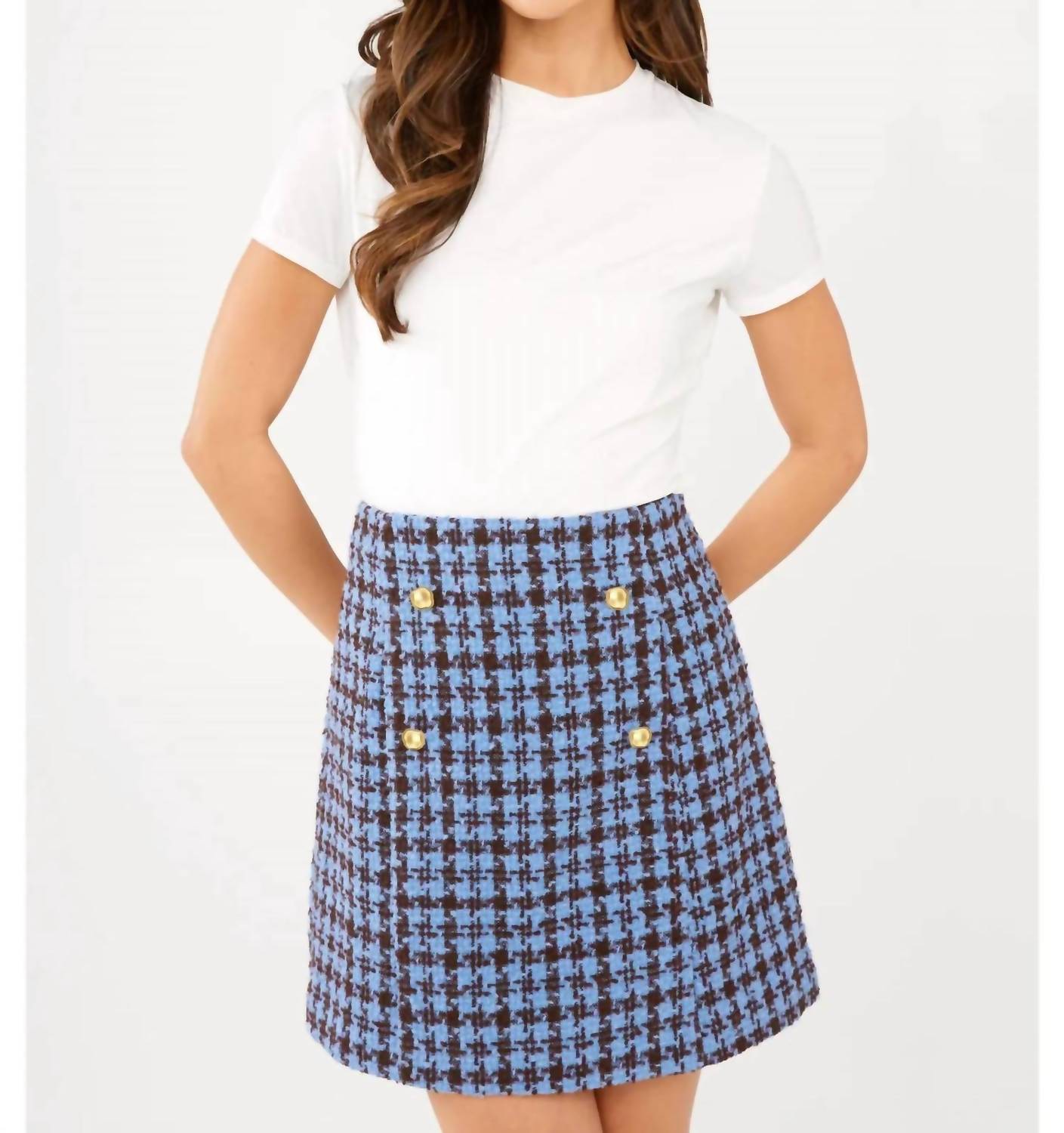 ABBEY GLASS Jessica Tweed Skirt in blue brown - women's skirt