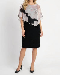 Frank Lyman - Asymmetric Floral Chiffon Overlay Dress
