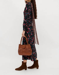 RIXO Mavis Midi Dress in city floral black - women's dress - detail view