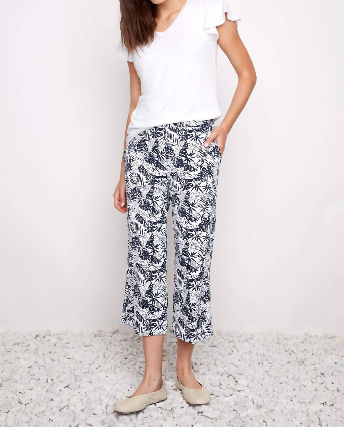 Up! - Textured Wide Leg Cropped Pant