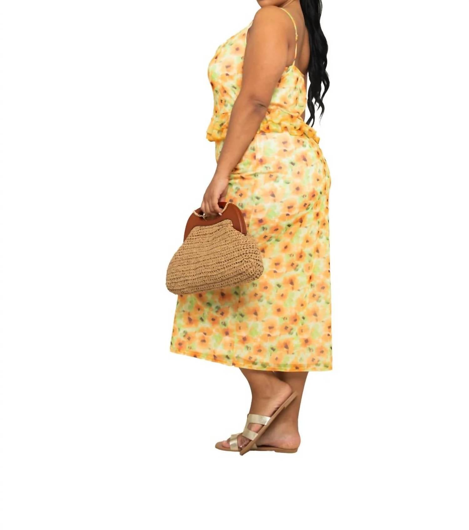 Fashion Szn Curve - Sleeveless Floral Mesh Midi Dress