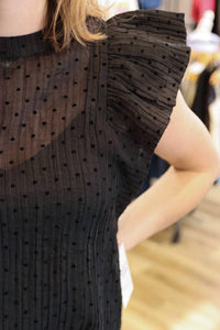 Sincerely Ours Oakleigh Short Sleeve Top in heart organza - women's blouse - detail view