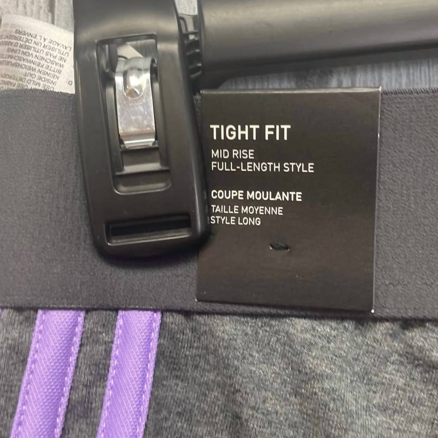 adidas Women's Cotton Blend Mid Rise Tight Fit Athletic Leggings - Plus in gray and purple - women's pants - view 4