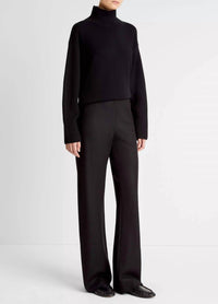 Vince Italian Wool-blend High-waist Bias Pant in black - women's pants - detail view