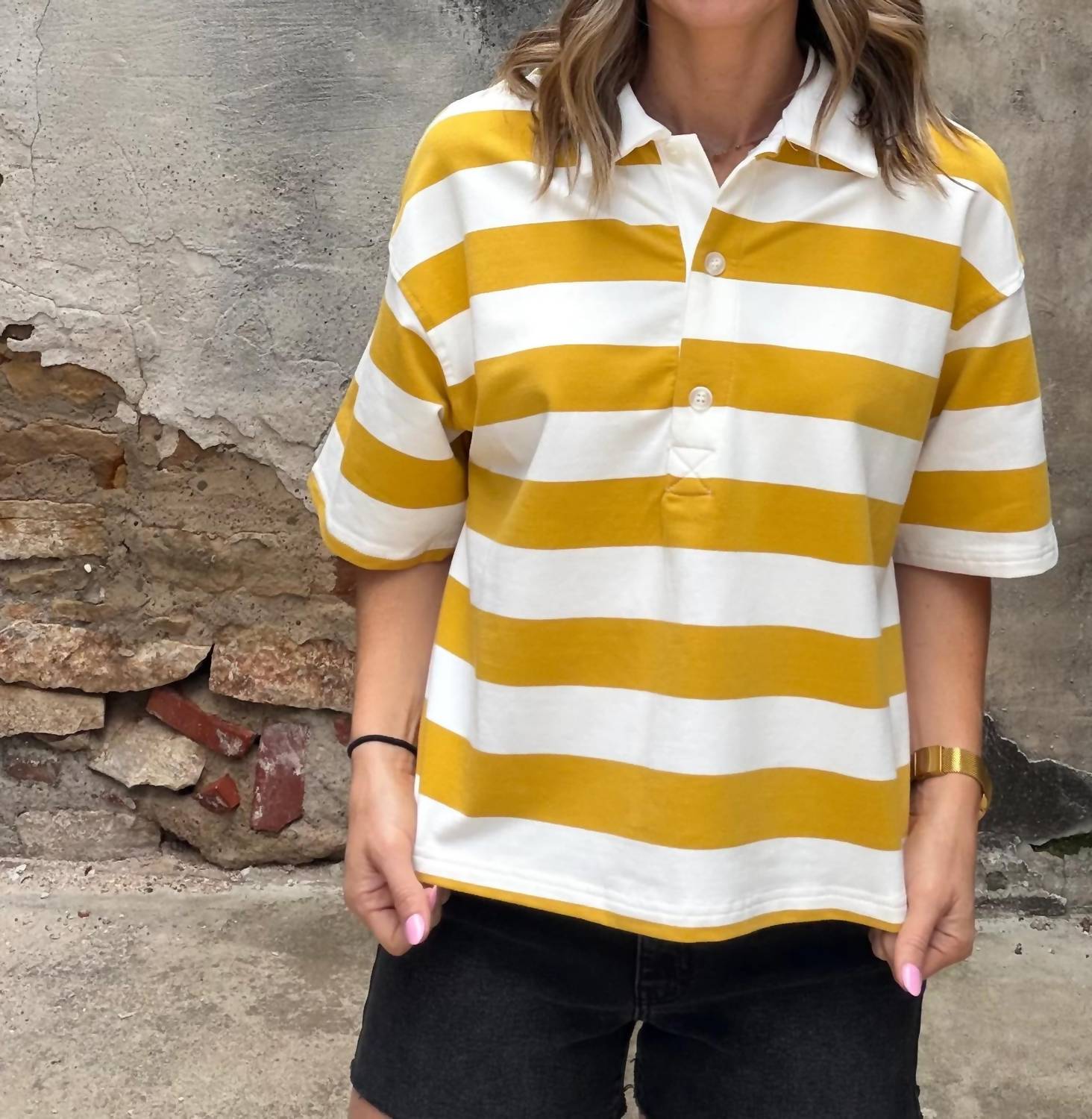 Buttermelon - Blake Striped Oversized Polo Shirt