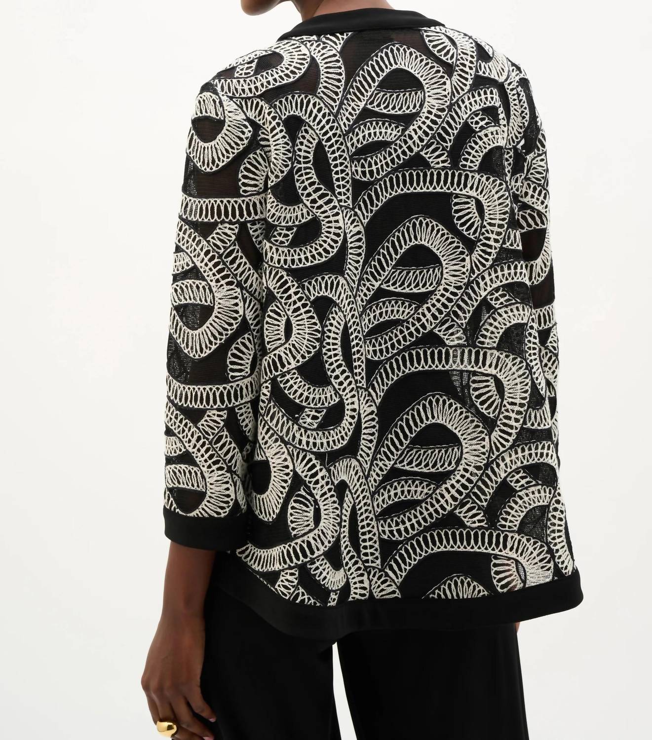Joseph Ribkoff - Embroidered Mesh Swing Jacket