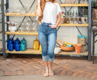 Judy Blue Cuffed Capri in dark blue wash - women's pants