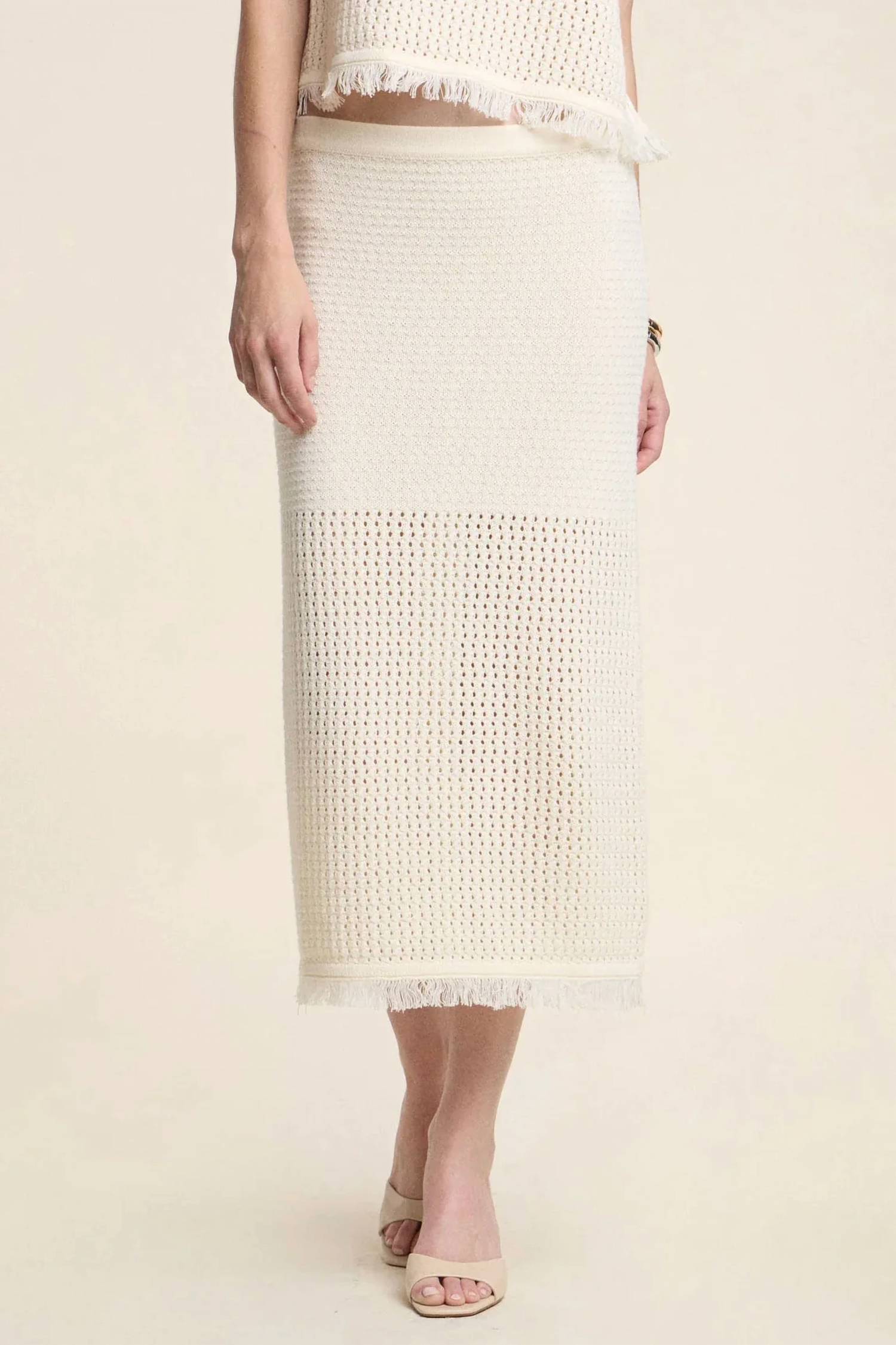 Velvet By Graham & Spencer - Blythe Mesh Cotton Knit Midi Skirt
