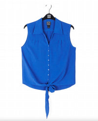 Clara Sunwoo - Women's Sleeveless Button Down Tie Hem Top