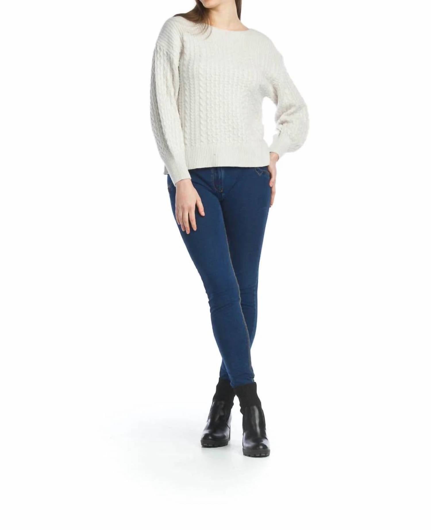 Papillon - Cable Knit Sweater With Ribbed Trim Detail