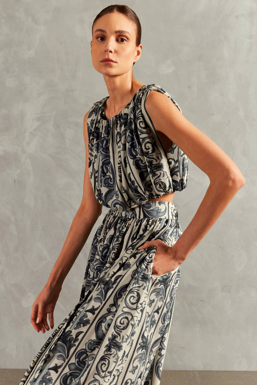 Adriana Degreas - Hera Cropped Ruched Blouse