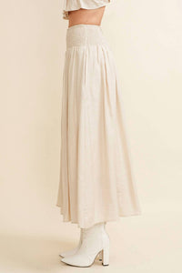 Cloud Ten Smocked Midi Skirt in cream - women's skirt - detail view