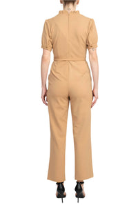 Nanette Lepore - V-neck Short Sleeve Tie Waist Solid Jumpsuit