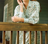 BROOKS AVENUE Laura Long Sleeve Dress in quatrefoil blue ivory - women's dress - alternate view