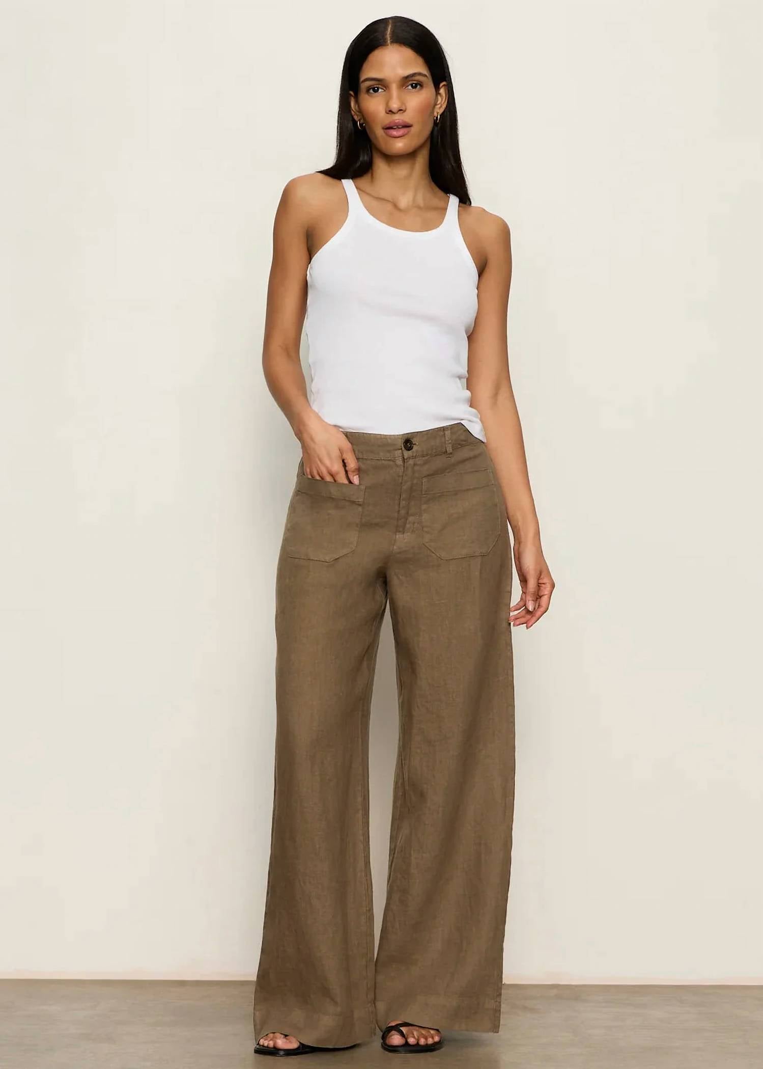 Sanctuary - Linen Marine Wide Leg Jeans