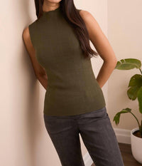 Tribal - Textured Sleeveless Mock Neck Top