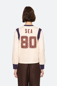 SEA Arissa Long Sleeve Shirt in natural multi - women's long sleeve top - detail view
