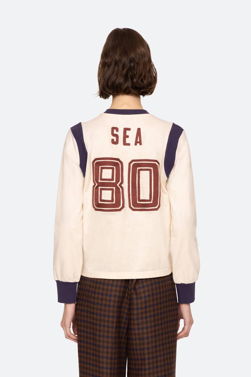 SEA Arissa Long Sleeve Shirt in natural multi - women's long sleeve top - detail view