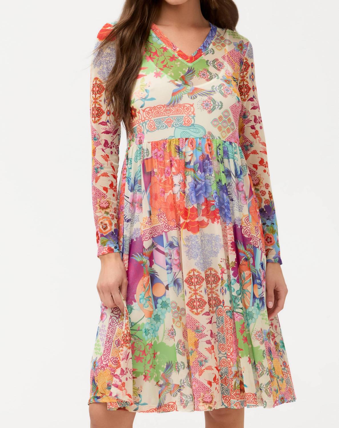 Johnny Was - Mesh Tier Slip Midi Dress