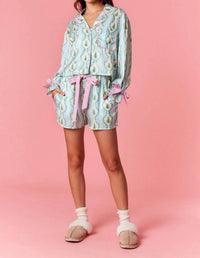 Peach Love - Under The Tree Satin Christmas Pajama Set