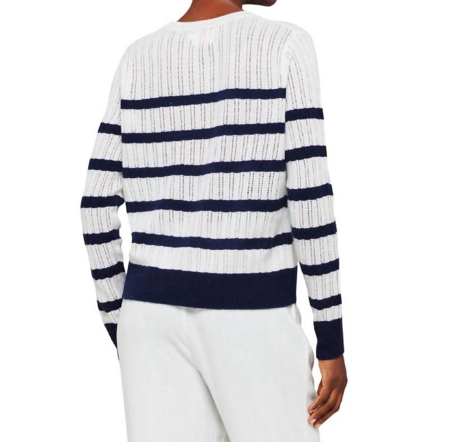 Brodie Cashmere - Breton Stitch Crew Organic Sweater