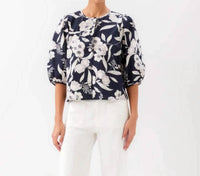 Karen Kane - Puff Sleeve Button Front Top