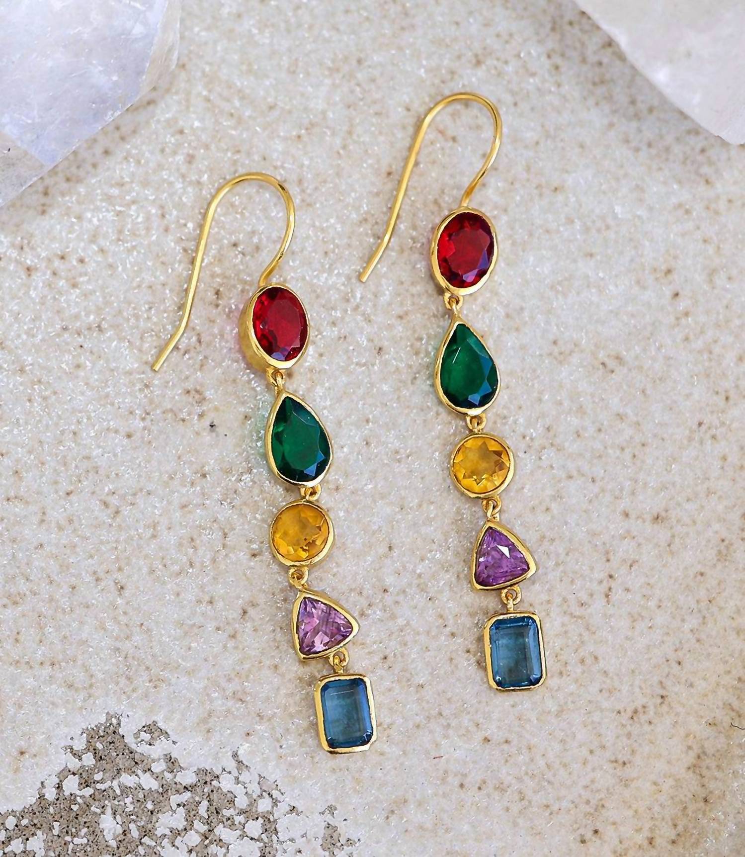 SCHMUCKOO Women's Mixed Gemstone Dangle Earrings in multi - women's jewelry - view 4