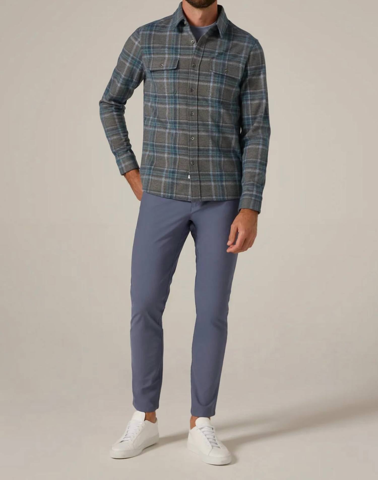 7Diamonds Generation Plaid Soft Knit Shirt in forest - men's shirt - view 4