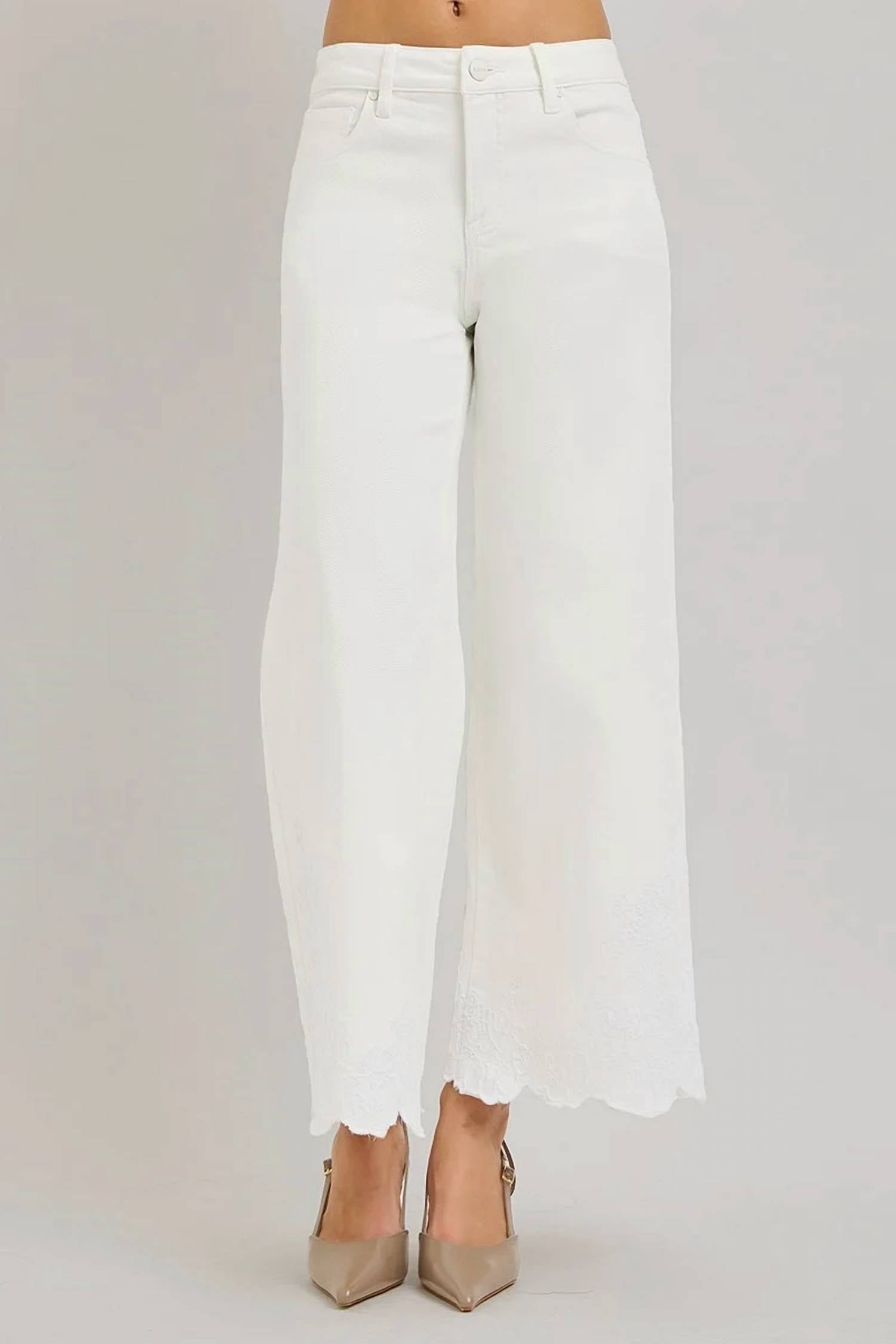 Risen - Francesca Embroidered High Rise Crop Jeans