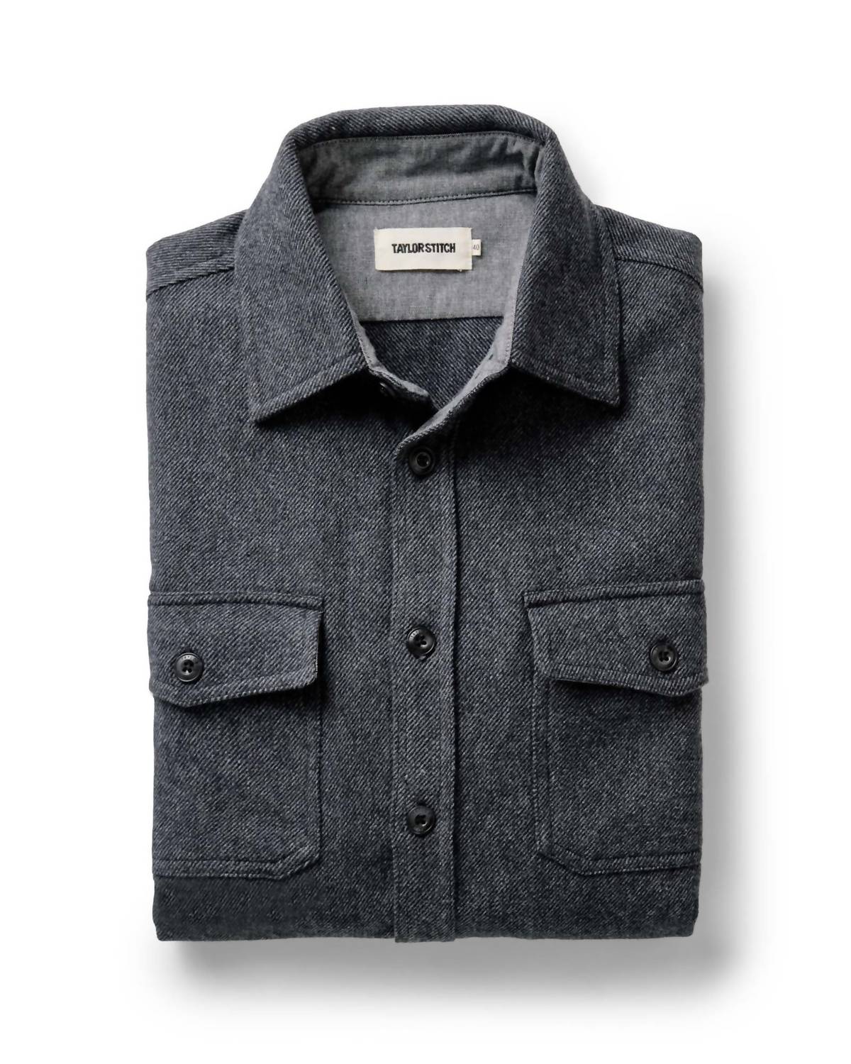 Taylor Stitch Men's Cpo Shirt in heather slate twill - men's long sleeve top