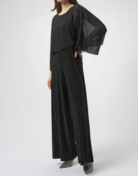 Joseph Ribkoff - Chiffon Overlay Wide Leg Jumpsuit