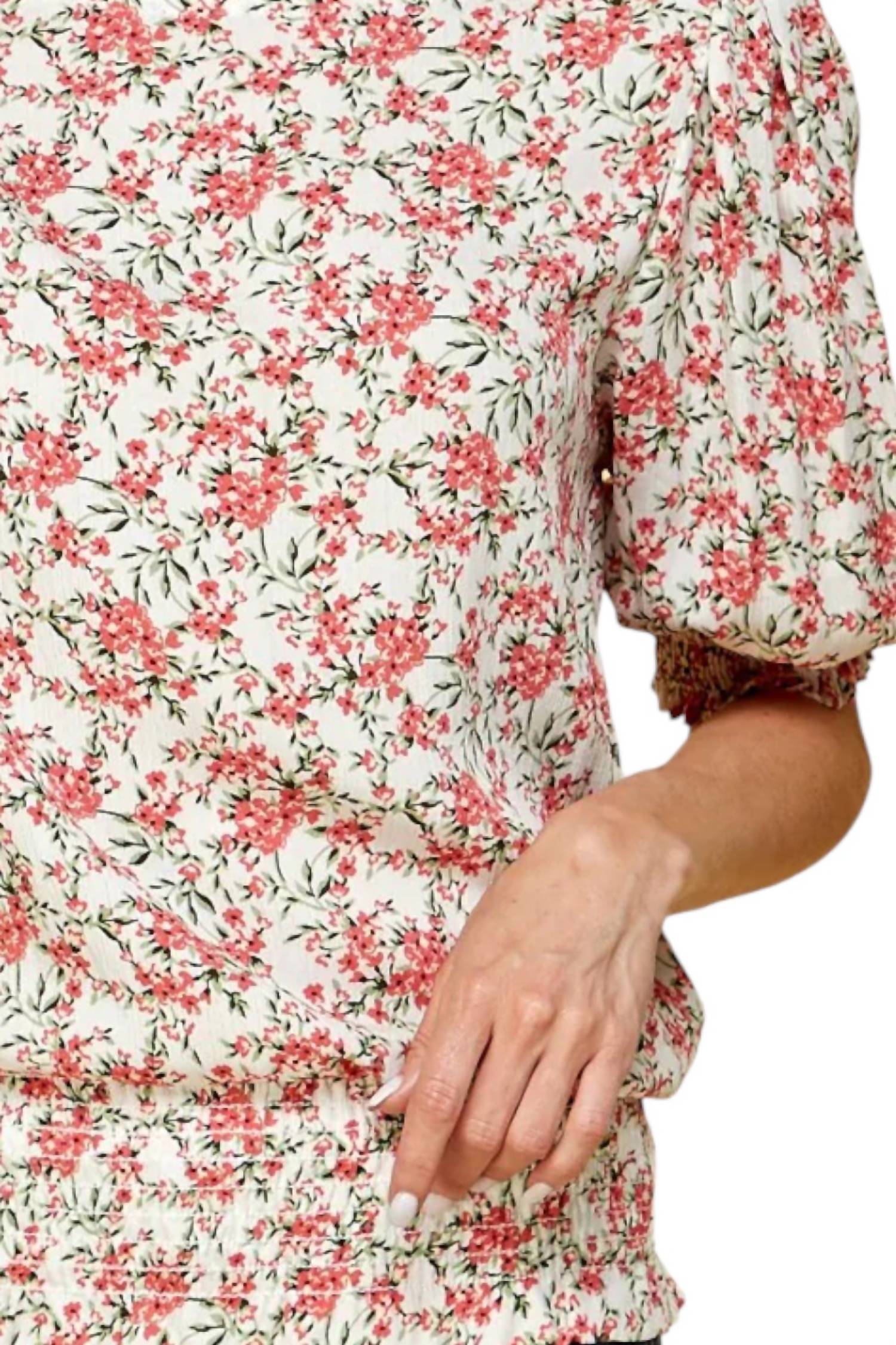 Les Amis - Smocked Floral Blouse