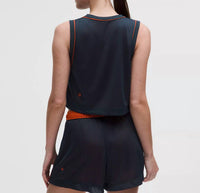 lululemon Double Layered Mesh Reversible Tank in true navy autumn rust - women's tank top - alternate view