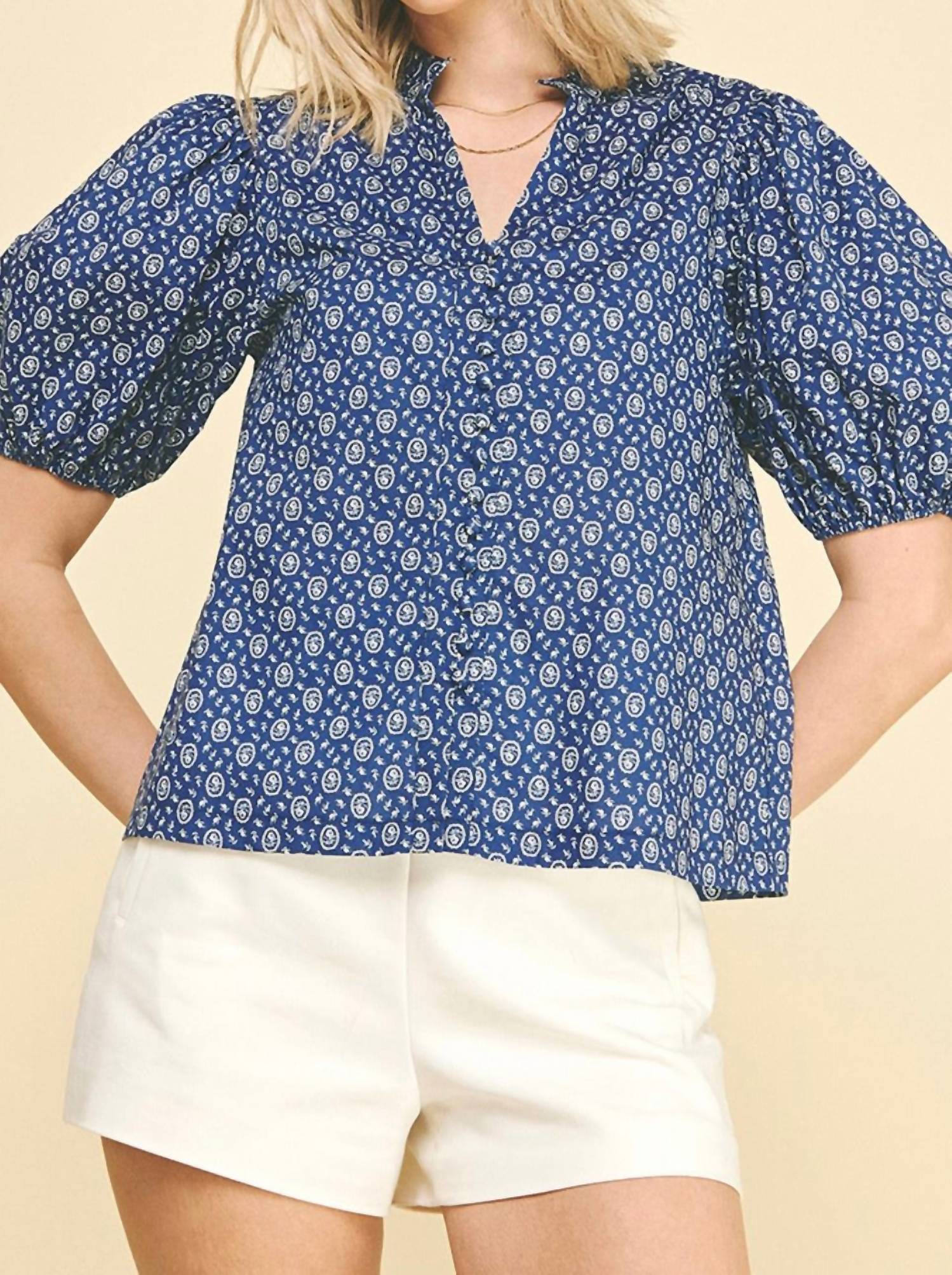 Pinch - Floral Print Button Top